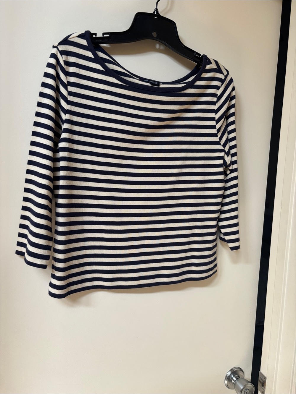 The Limited Navy and White Striped Boatneck Top size L